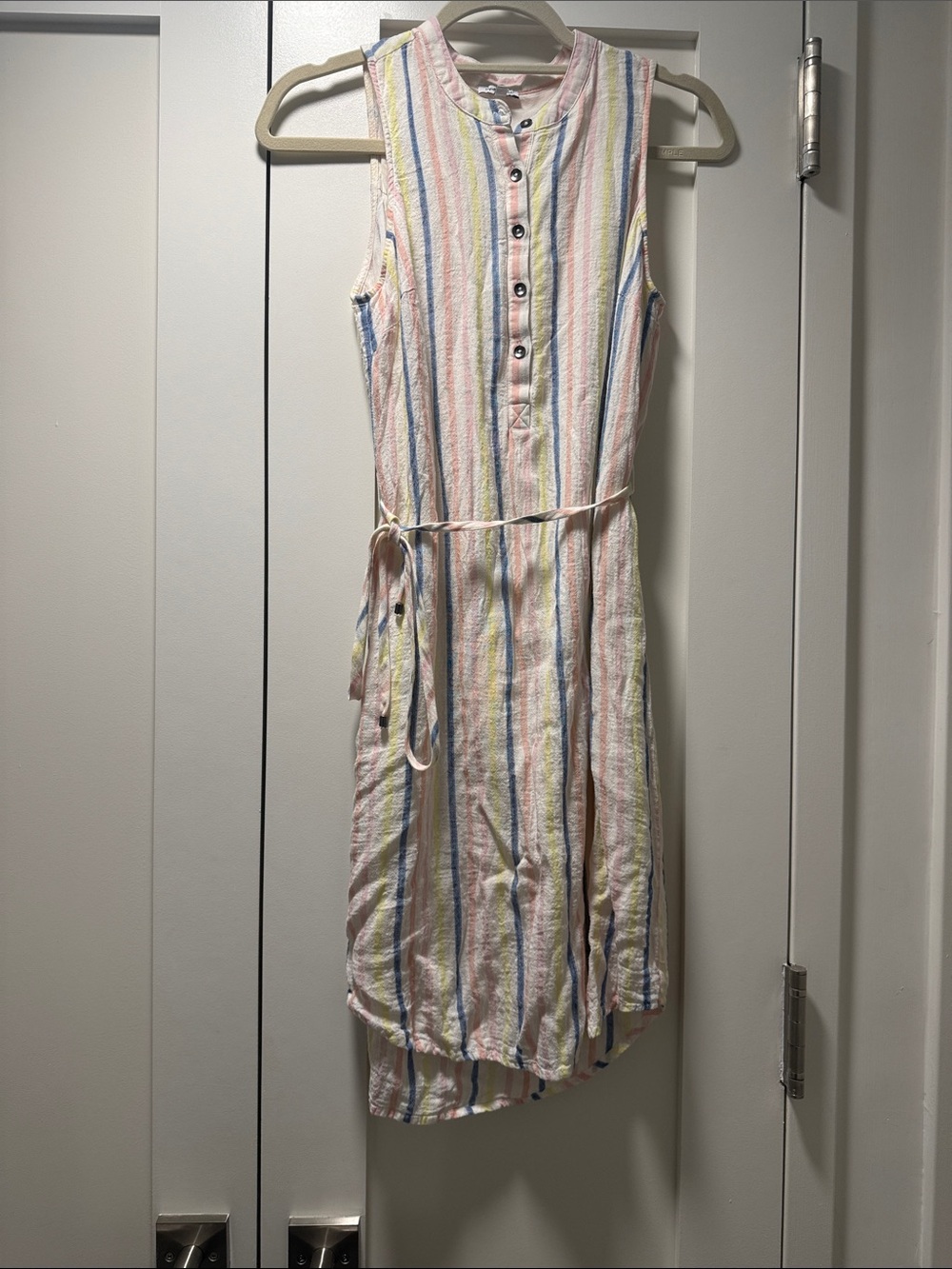Splendid Pastel Multi-Stripe Sleeveless Shirt Dress